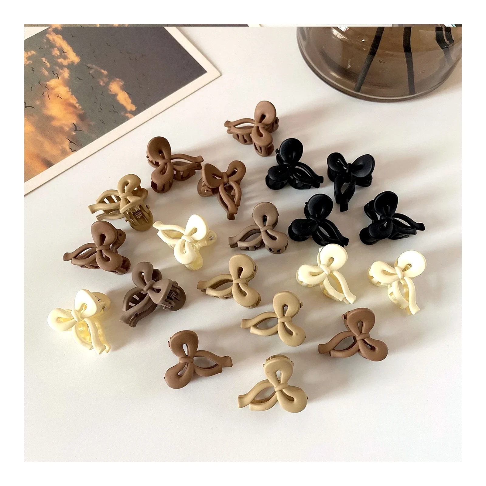 Bộ kẹp tóc mini 4CM màu nâu cà phê nhám, kẹp tóc công chúa ngọt ngào, kẹp tóc mái, kẹp tóc tóc vụn, phụ kiện tóc