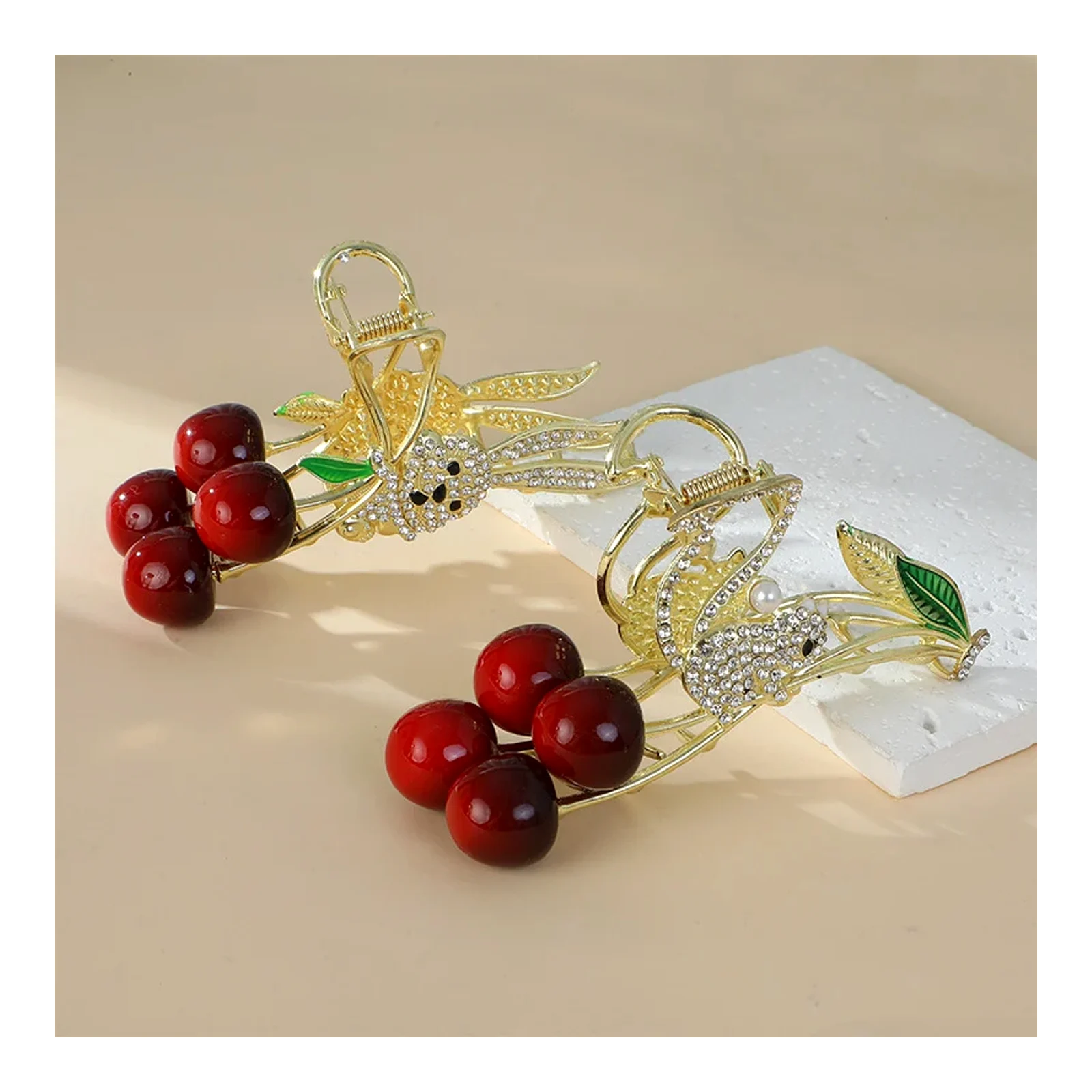 Hair clip squirrel rabbit cherry claw clip cherry hair clip women cherry shark clip cherry headpiece