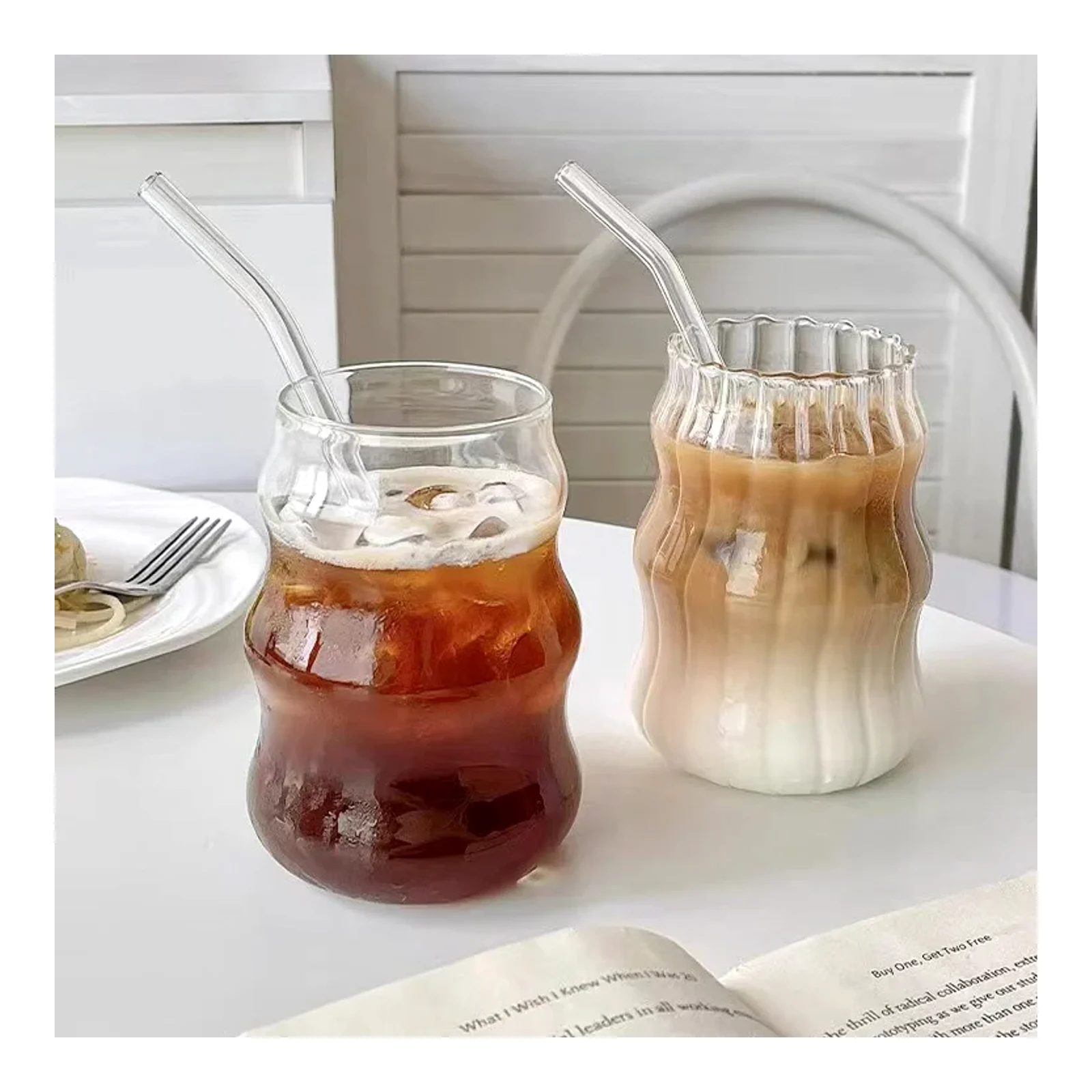 แก้วกาแฟแก้วเมฆสไตล์อินส์ดีไซน์สวยงาม แก้วแก้วกาแฟใช้ในบ้าน แก้วมีหลอดเกลียว แก้วชานมแก้วโบโรซิลิเกต