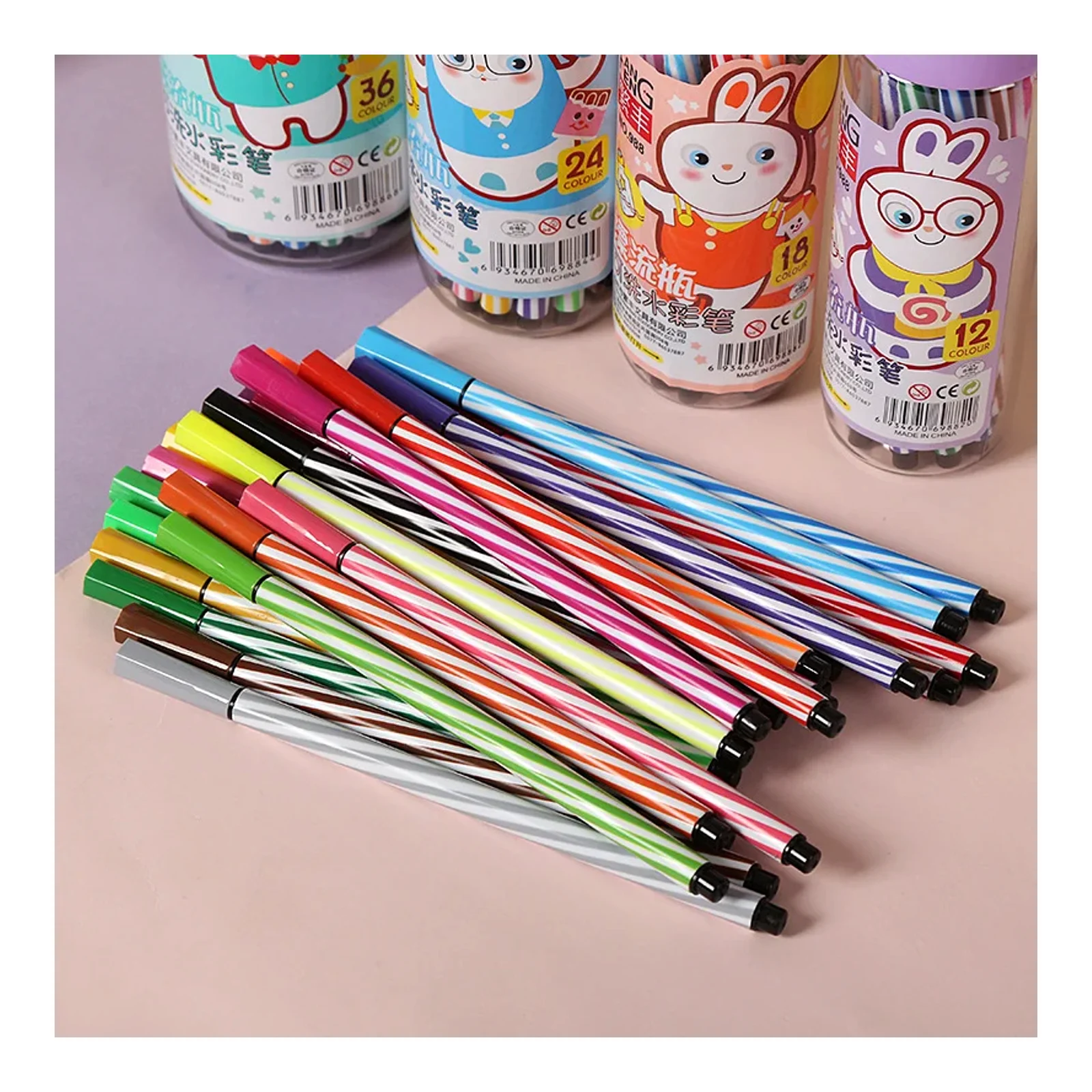 ขวดลอยน้ำ Douyin 12/24/36 สี ปากกาสีน้ำสำหรับนักเรียน ชุดสีสำหรับเด็กอนุบาล ชุดของรางวัลสำหรับการวาดภาพ