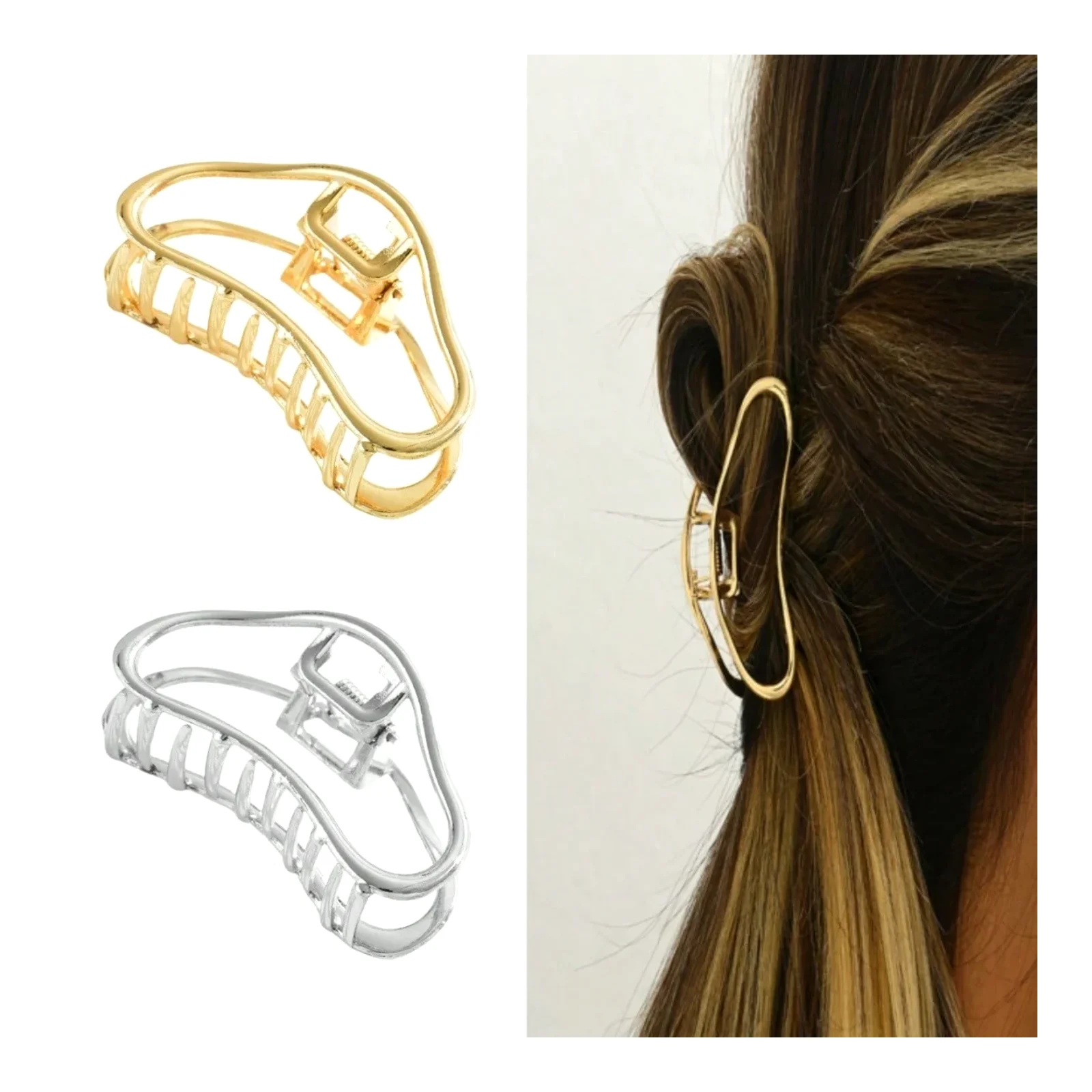ឈុតសក់ពពកស្ទីលកូរ៉េ hollow metal clip shark clip hair accessories