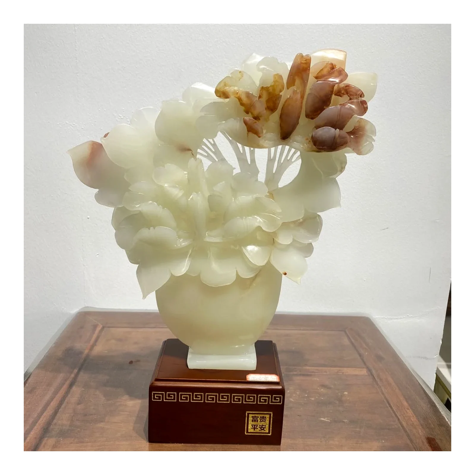 ดอกไม้บานร่ำรวย สันติสุขมงคล ของประดับหยกธรรมชาติ เปิดร้าน ย้ายบ้าน ของขวัญ งานหัตถกรรม