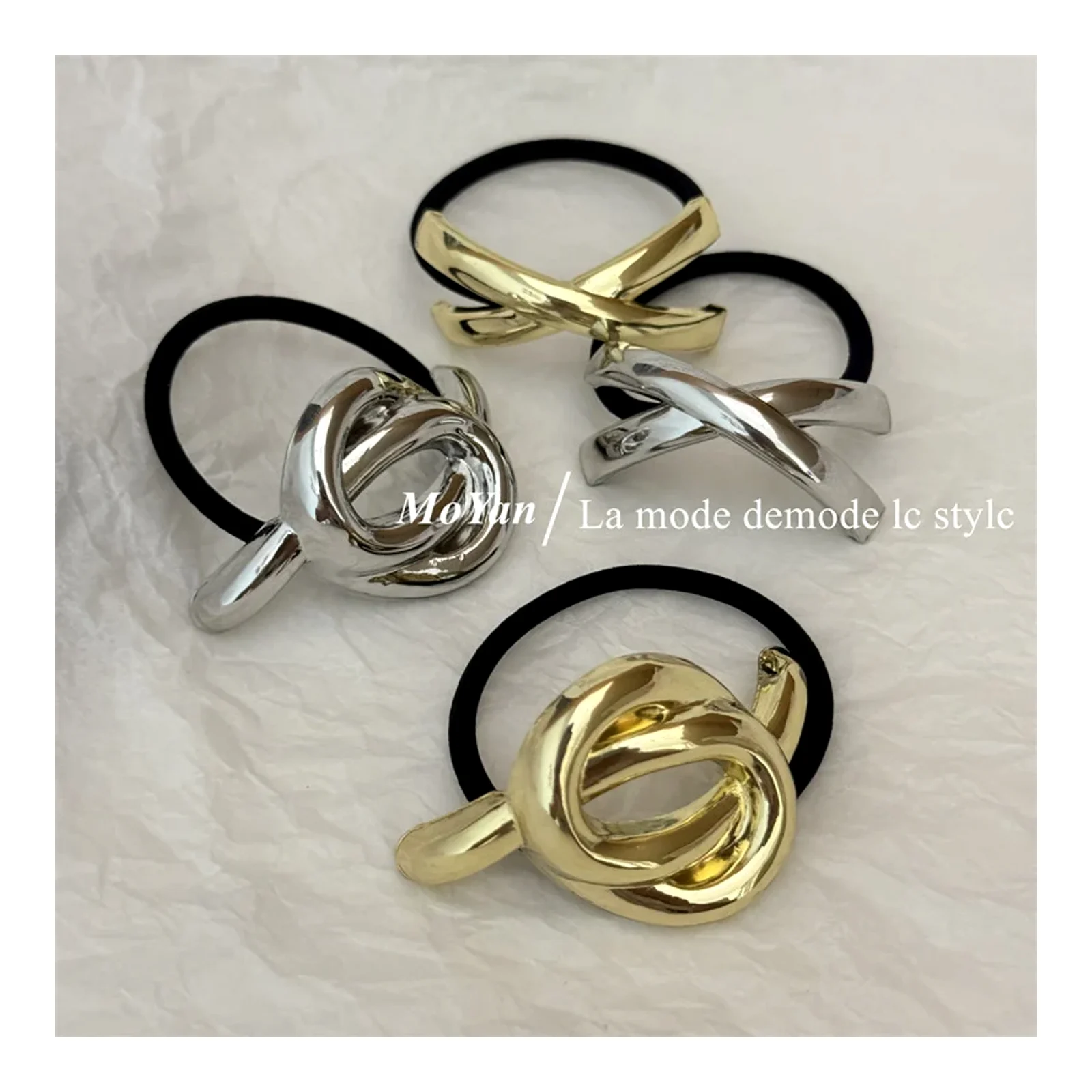 ยางรัดผมโลหะ ยางรัดผมมวยผมโลหะ หนังยางรัดผม ยางรัดผม Hair Accessory