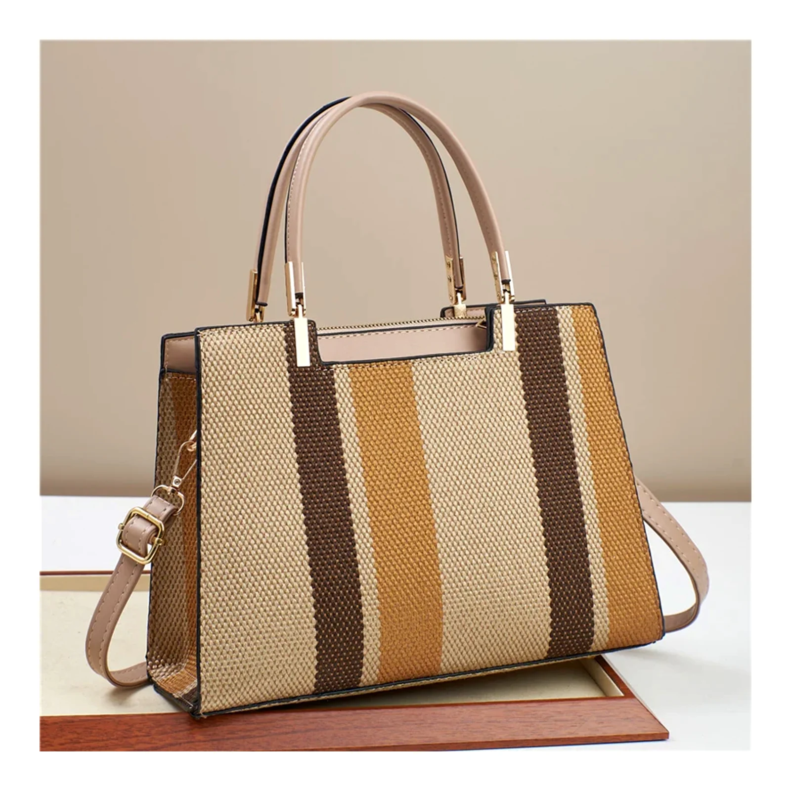 Striped handbag shoulder bag tote bag trendy women's bag 19594