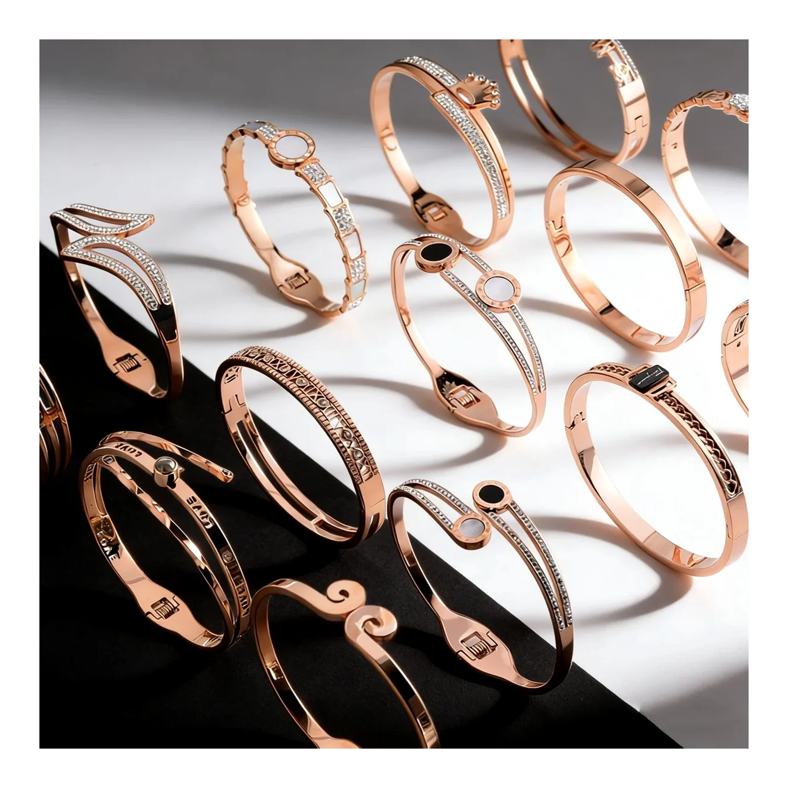 Hot-selling online store boutique bracelet titanium steel plated 18k rose gold bracelet jewelry distribution for men and women