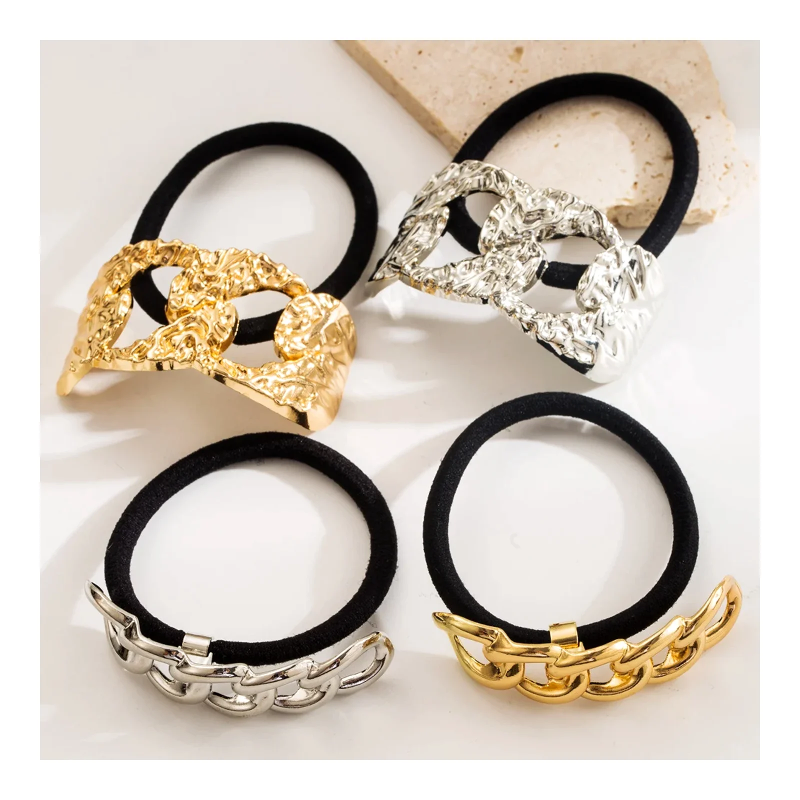 European and American geometric metal minimalist style hair tie, hollow-out hair accessory, alloy headband