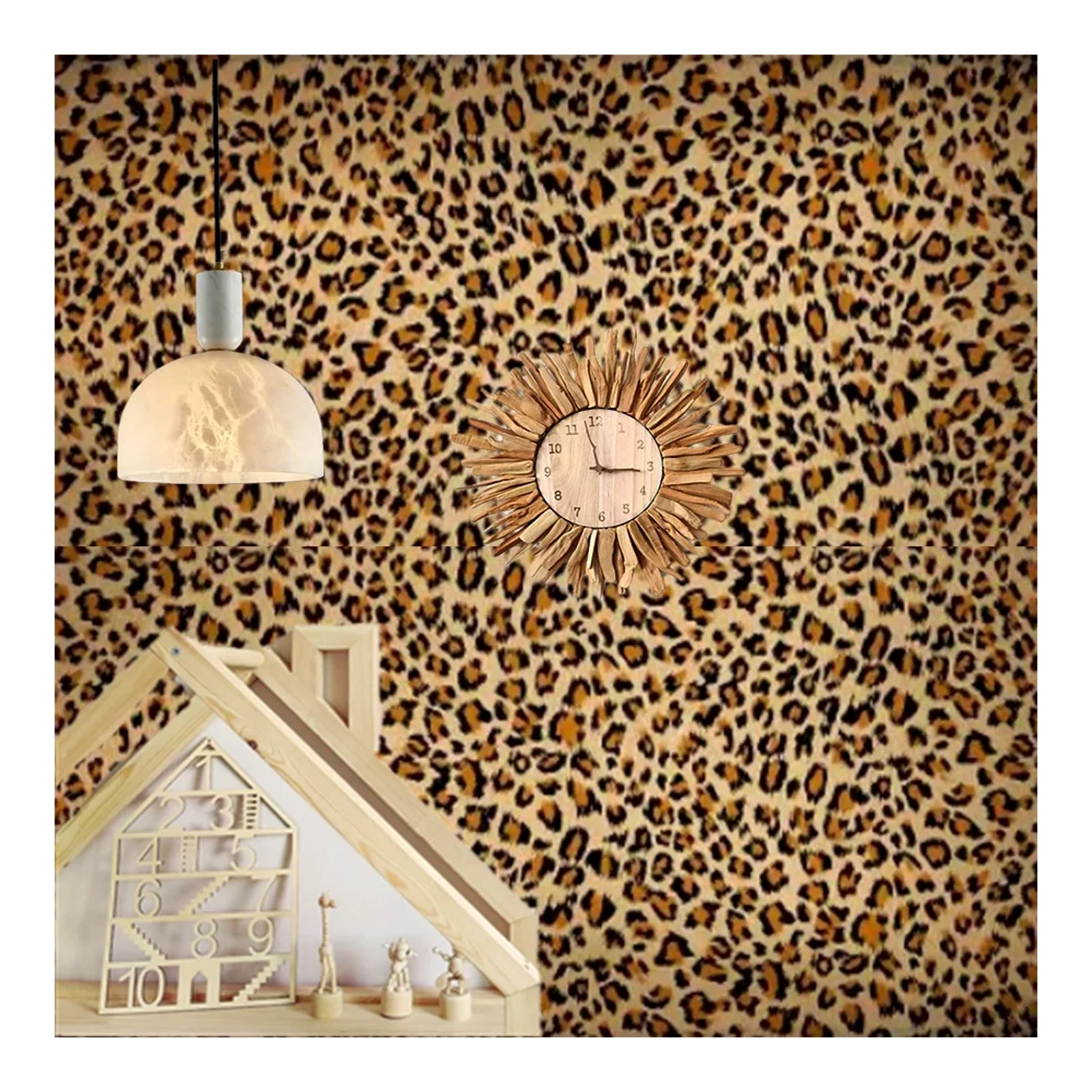 วอลเปเปอร์ติดผนังลายเสือดาวติดเองได้ ตกแต่งบ้าน ผนังหลังทีวี สติกเกอร์ PVC wallpaper