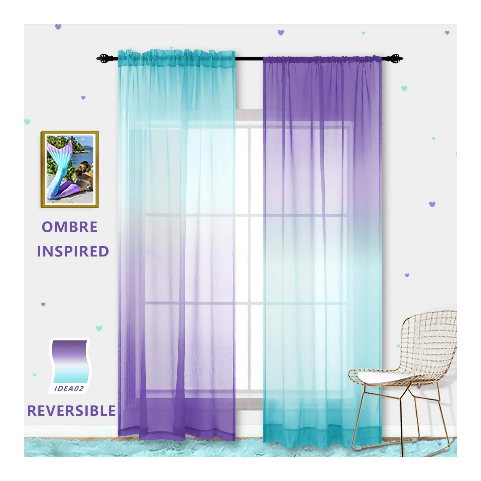 ผ้าม่านสำเร็จรูป ผ้าม่านลอนไล่สี ผ้าม่านสั้นแบบร้อยราว ผ้าม่าน curtains