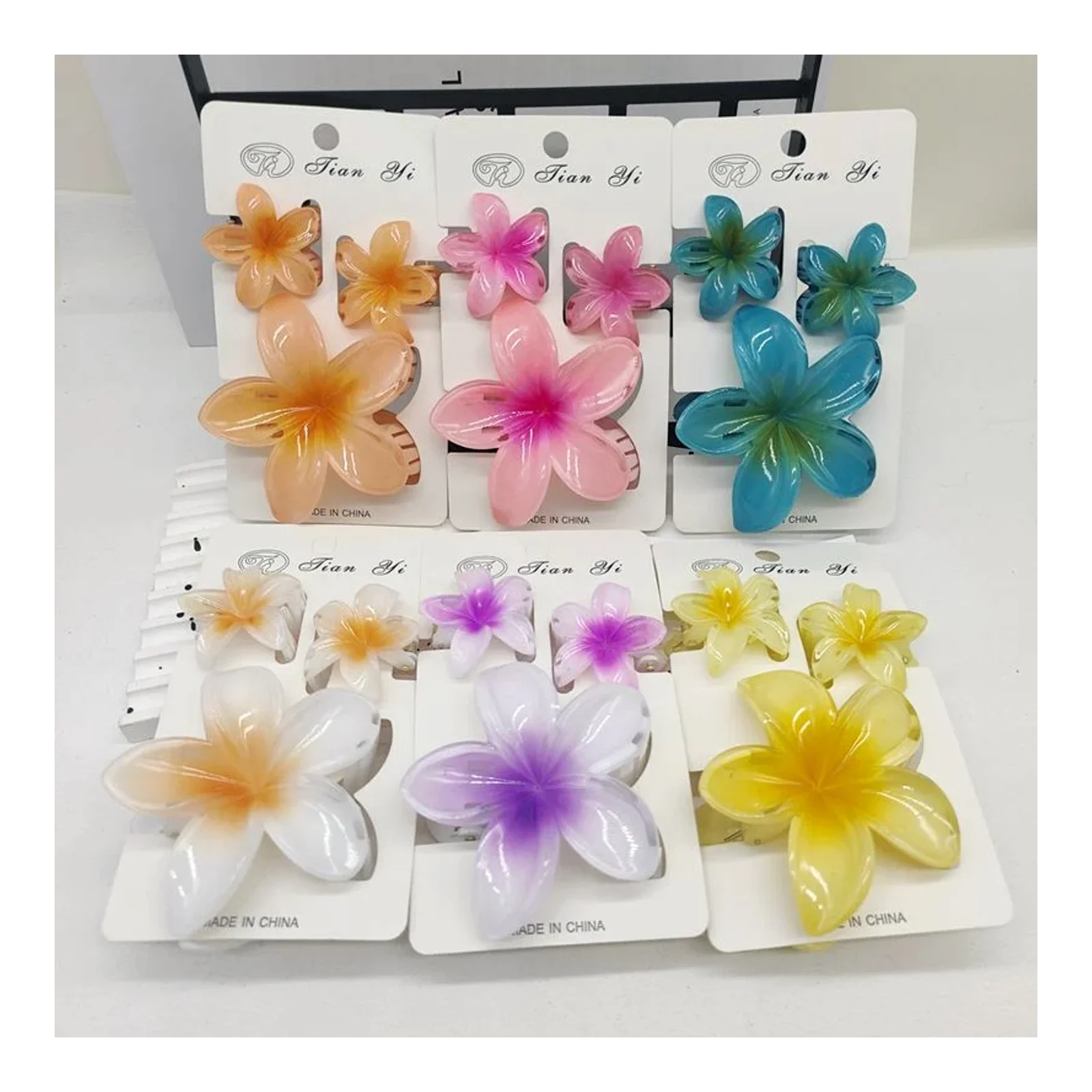 Frangipani hair clip set of three, large and small, plastic claw clip hair clip shark clip hair accessory