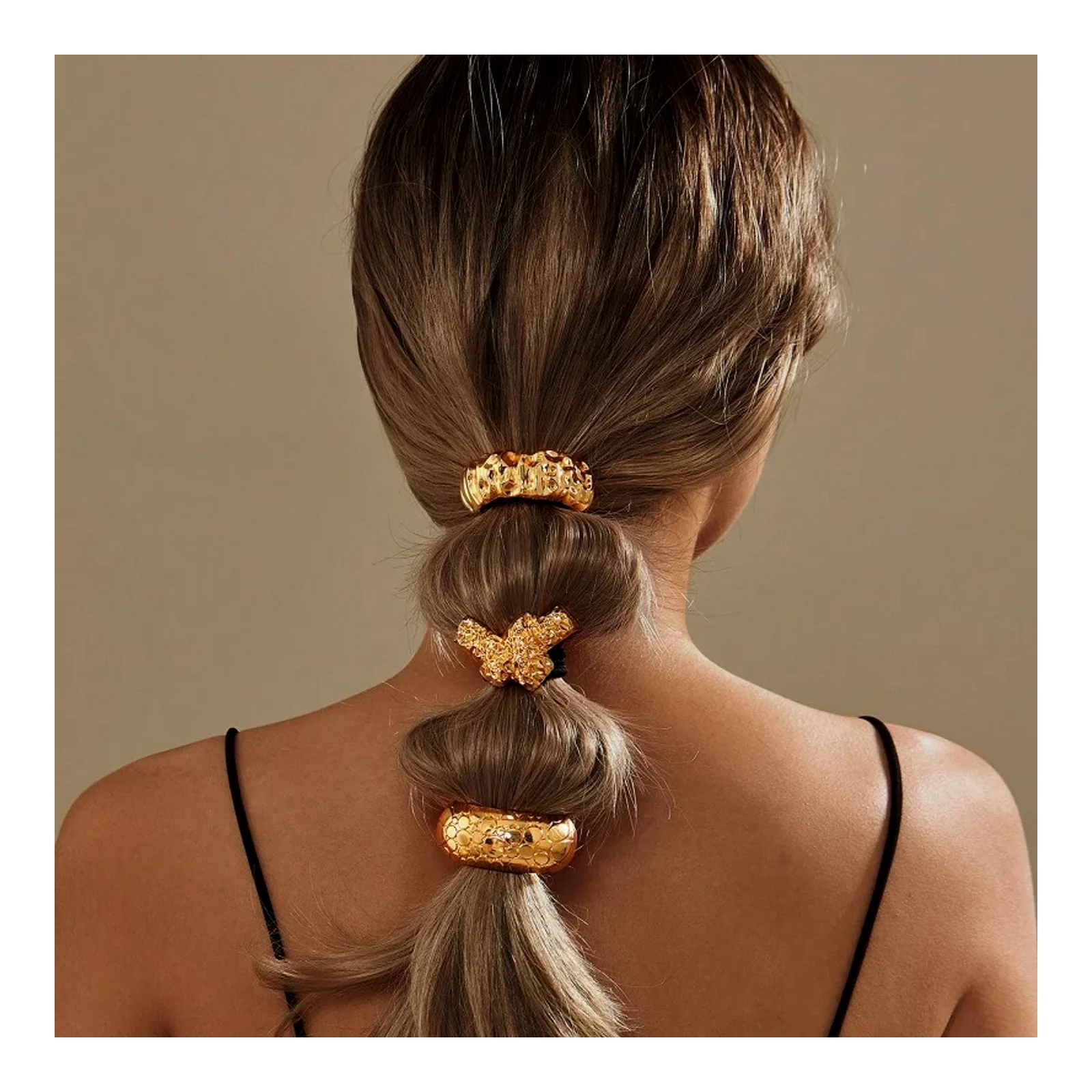 European and American irregular metal hair ties, ruched hair accessories, hair ornaments, bun-making elastic hair bands, hair ropes