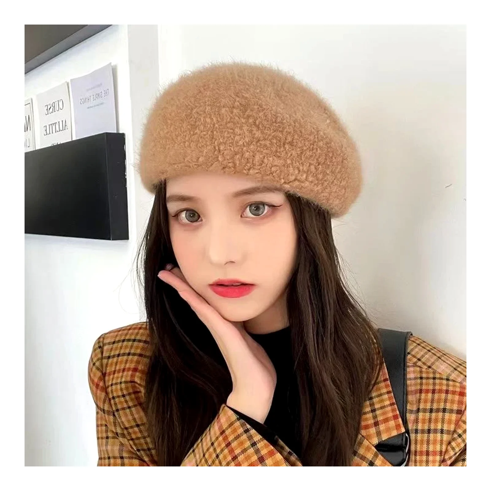 หมวกเบเรต์ผู้หญิง ฤดูใบไม้ร่วงฤดูหนาว สไตล์เกาหลี หมวกกันหนาว สไตล์ญี่ปุ่น หมวกทรง fedora สไตล์อังกฤษ เข้ากับทุกชุด หมวกทรงจิตรกร วัสดุขนแกะ