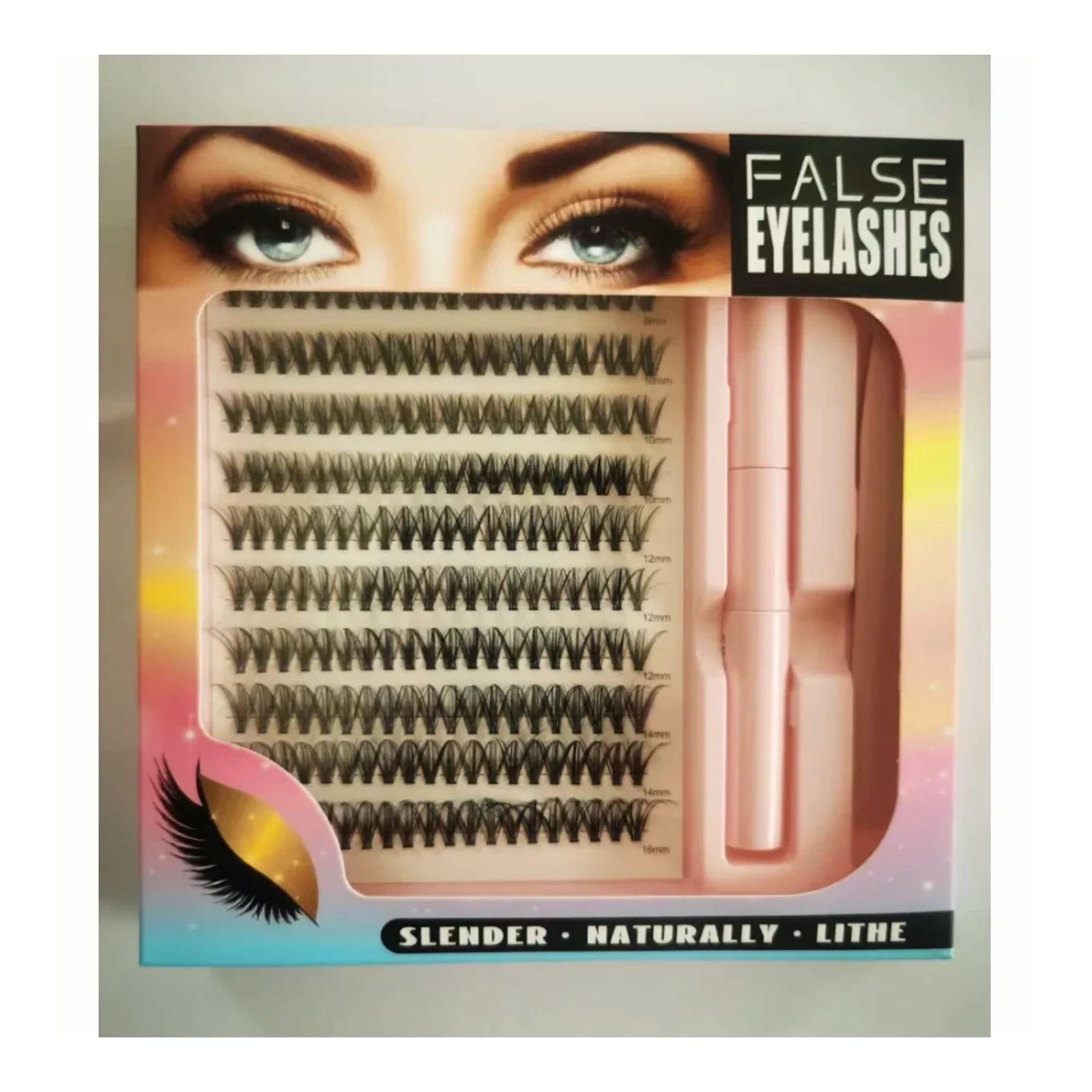 30D Large Capacity Double Eyelid Ten-Row Hot Melt Cluster Lash Glue Tweezers Set False Eyelashes Single Cluster Eyelashes