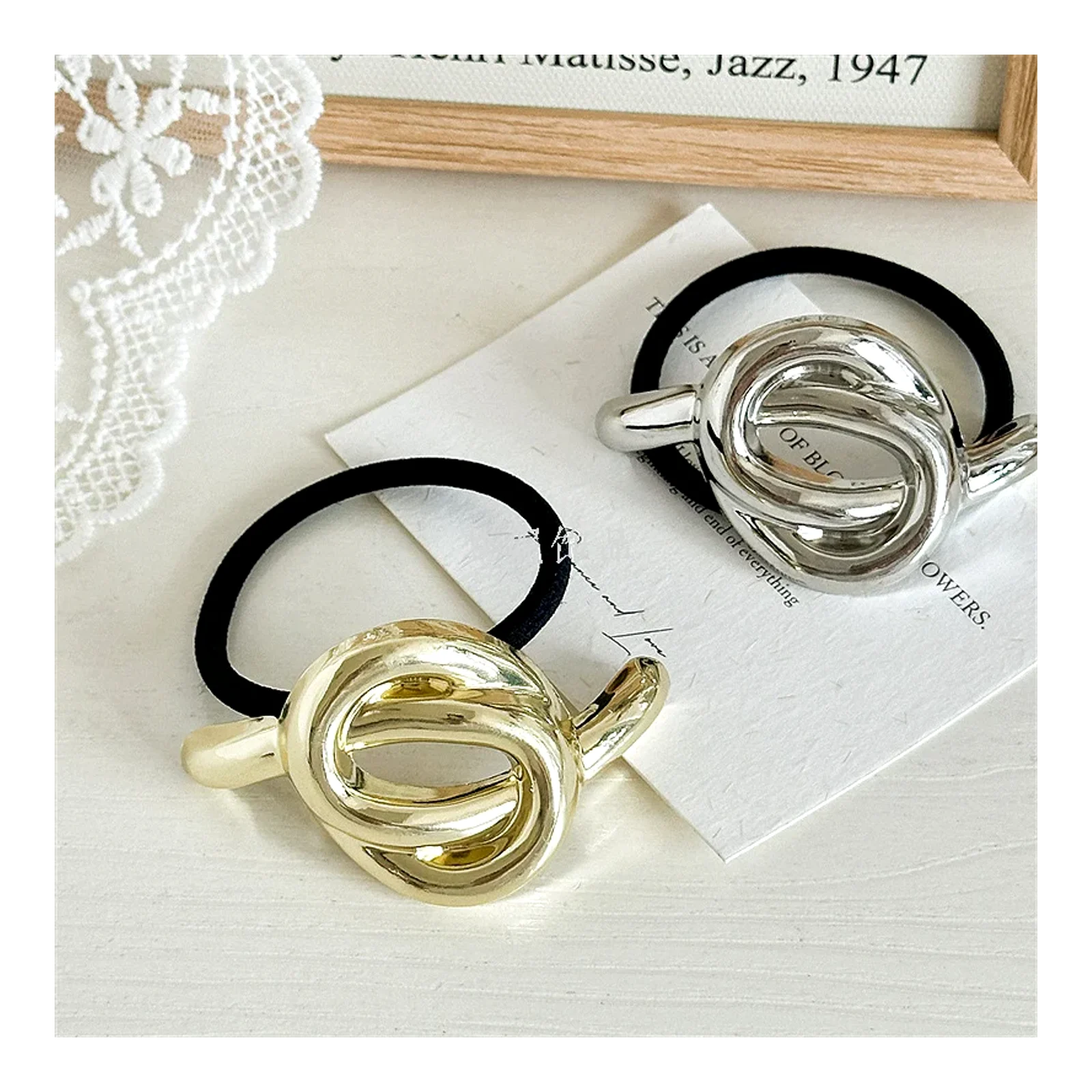 ยางรัดผมโลหะ หัวเข็มขัดยางรัดผมโลหะ เครื่องประดับผม hair bands