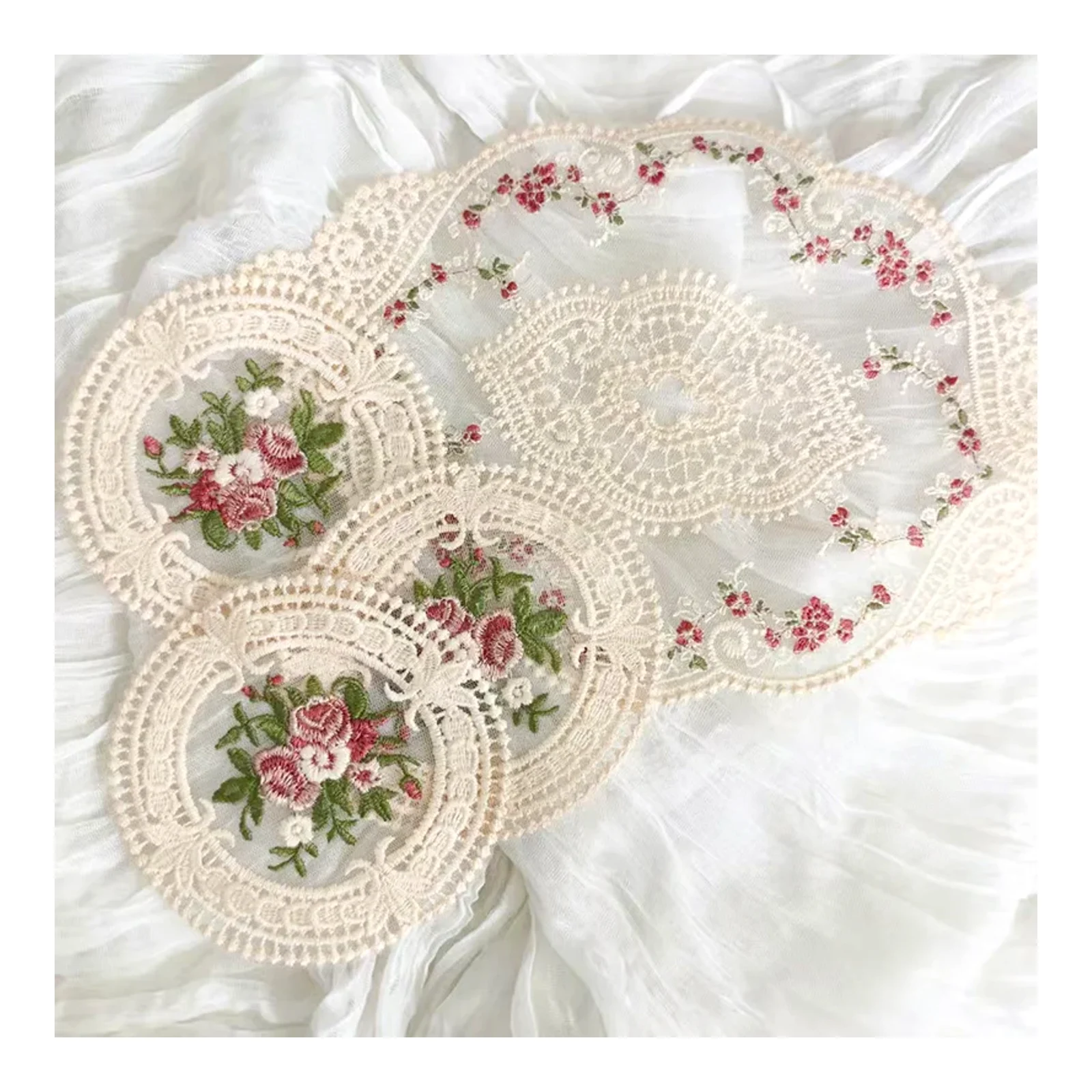 French lace embroidered placemat, ins-style Chanel-inspired home decor placemat, photo prop, coaster, dust-proof napkin