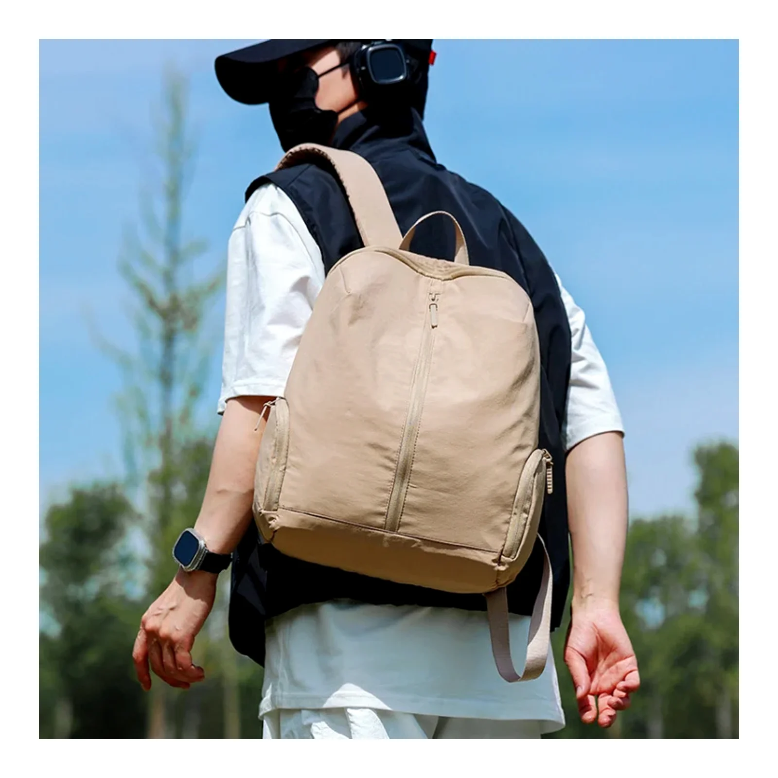 Fashion casual backpack large capacity school bag travel solid color backpack