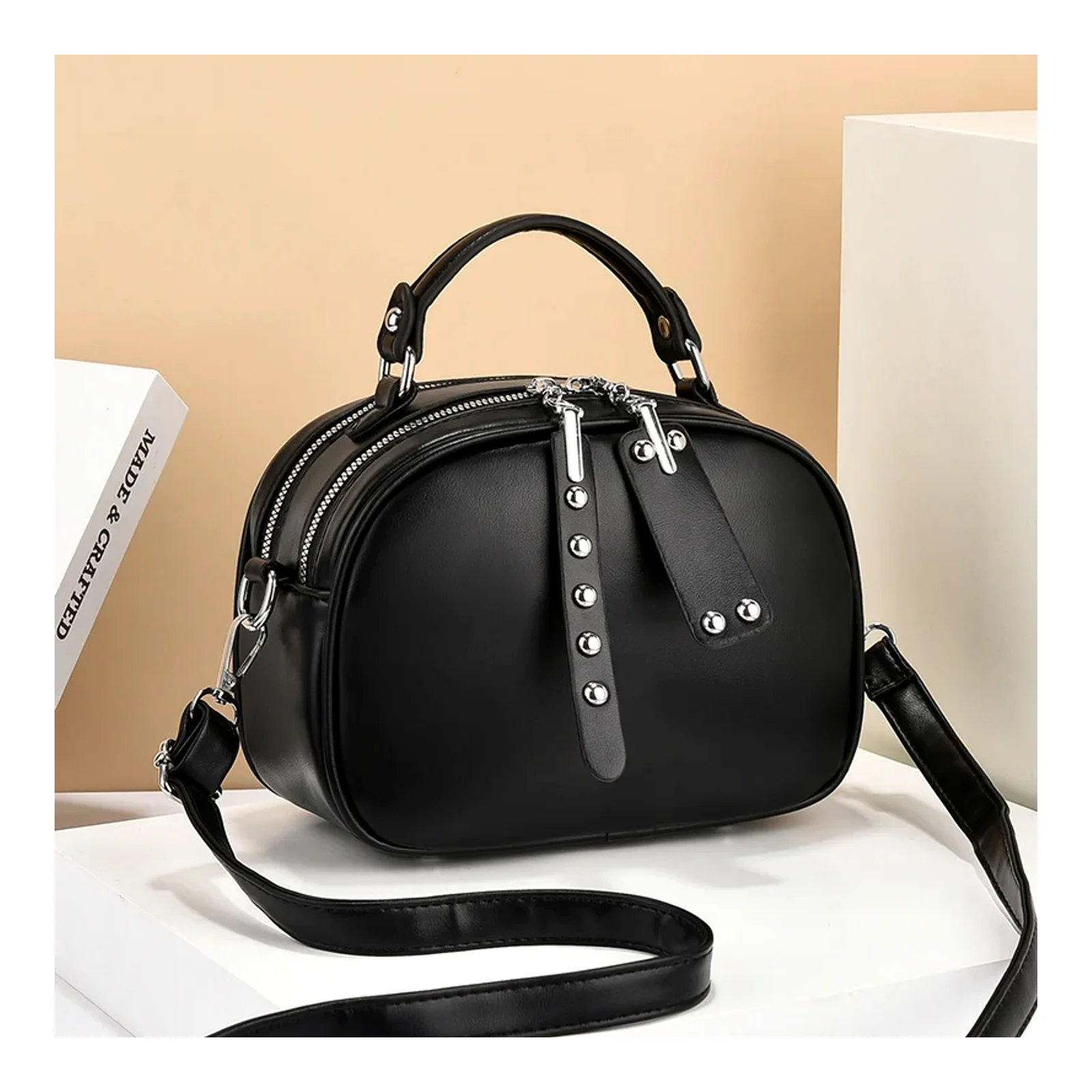 Small round bag handbag crossbody bag a fashionable trendy women's bag 17751