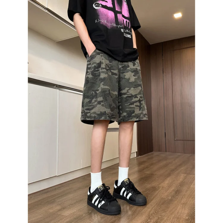 Quần short jean thường ngày họa tiết ngụy trang