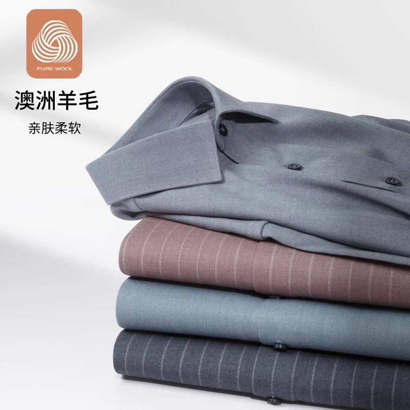 เสื้อเชิ้ตแขนยาวลายทางสไตล์สมาร์ทแคชชวล