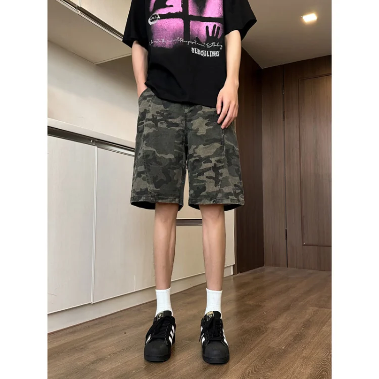 Quần short jean thường ngày họa tiết ngụy trang