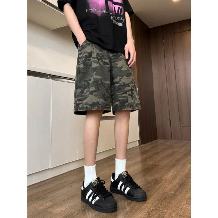 Quần short jean thường ngày họa tiết ngụy trang