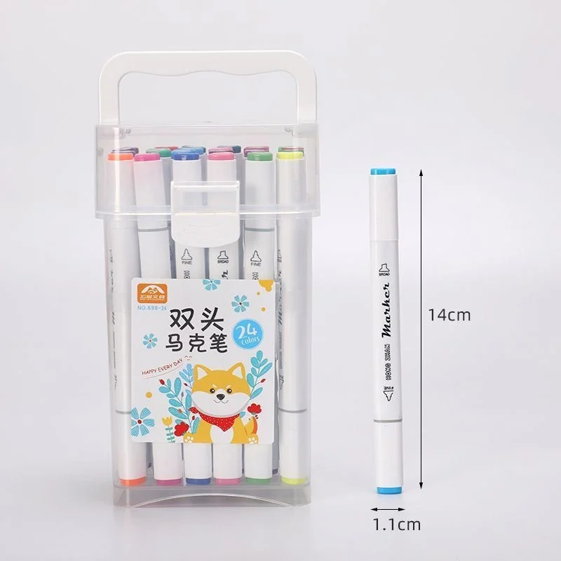 ชุดปากกามาร์กเกอร์สองหัวสูตรน้ำ 24 สี 48 สี ปากกาสีน้ำสำหรับนักเรียน DIY โรงเรียนอนุบาล วาดภาพศิลปะ