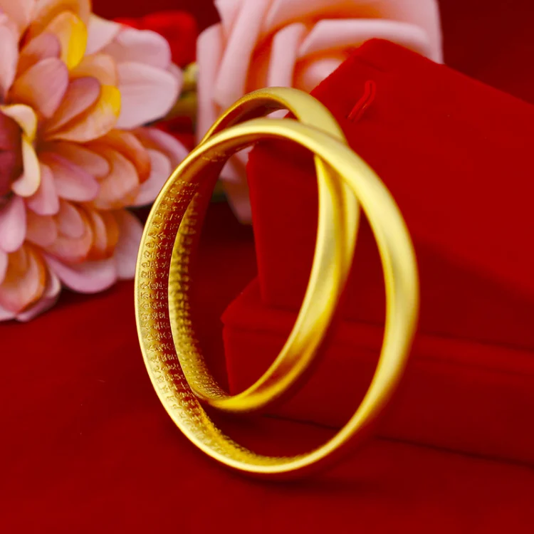 Ancient Heart Sutra Heritage Bracelet 8mm Multi-Specification Sand Gold Tengxiang Brass Vacuum Electroplating Imitation Gold Jewelry