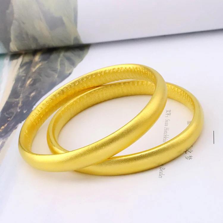 Ancient Heart Sutra Heritage Bracelet 8mm Multi-Specification Sand Gold Tengxiang Brass Vacuum Electroplating Imitation Gold Jewelry