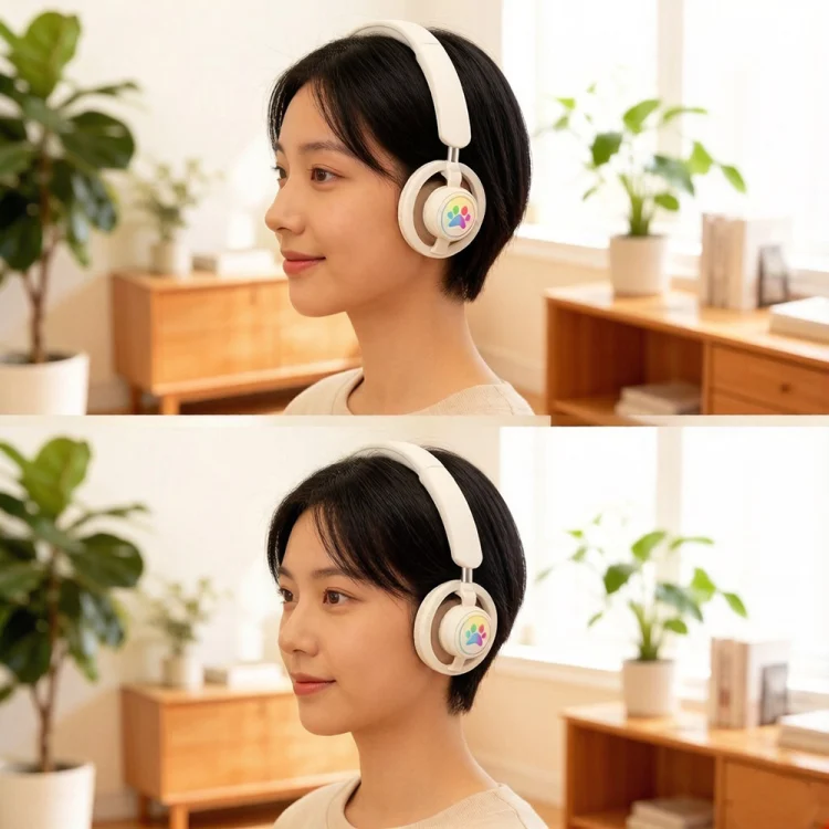 หูฟังบลูทูธแบบสวมศีรษะ AiDJ ดีไซน์โปร่งระบายอากาศ สวมใส่สบาย ฟังก์ชันหลากหลาย หูฟังไร้สายสำหรับนักเรียน