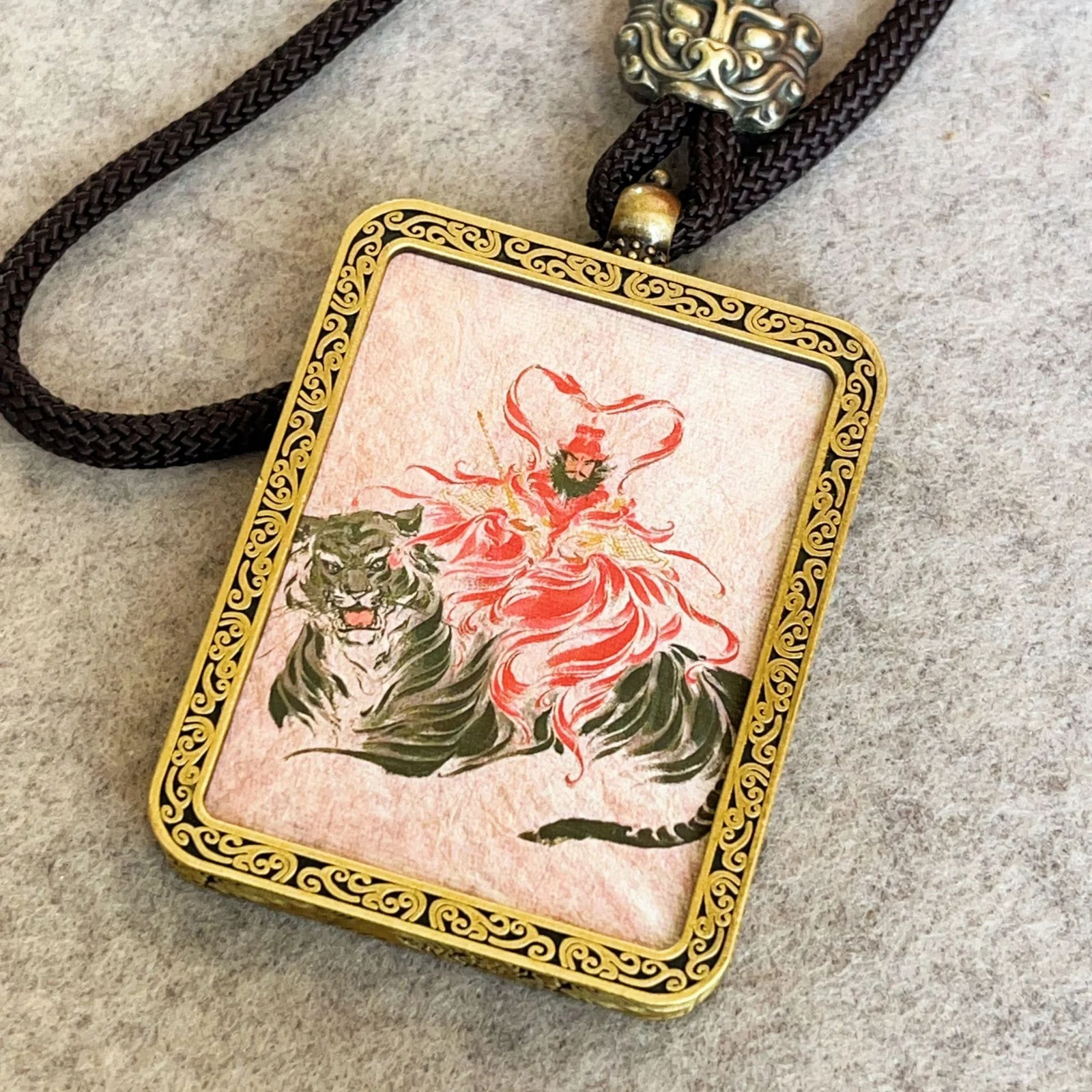 Ink wash painting style thangka pendant, twelve zodiac signs and eight guardian deities, scenic area Buddhist-style souvenir