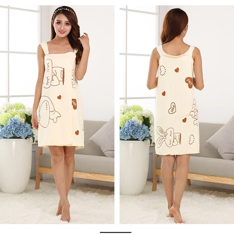 Versatile Wearable Bath Towel Beauty Salon Microfiber Cartoon Print Women's Camisole Bath Skirt Beach Towel