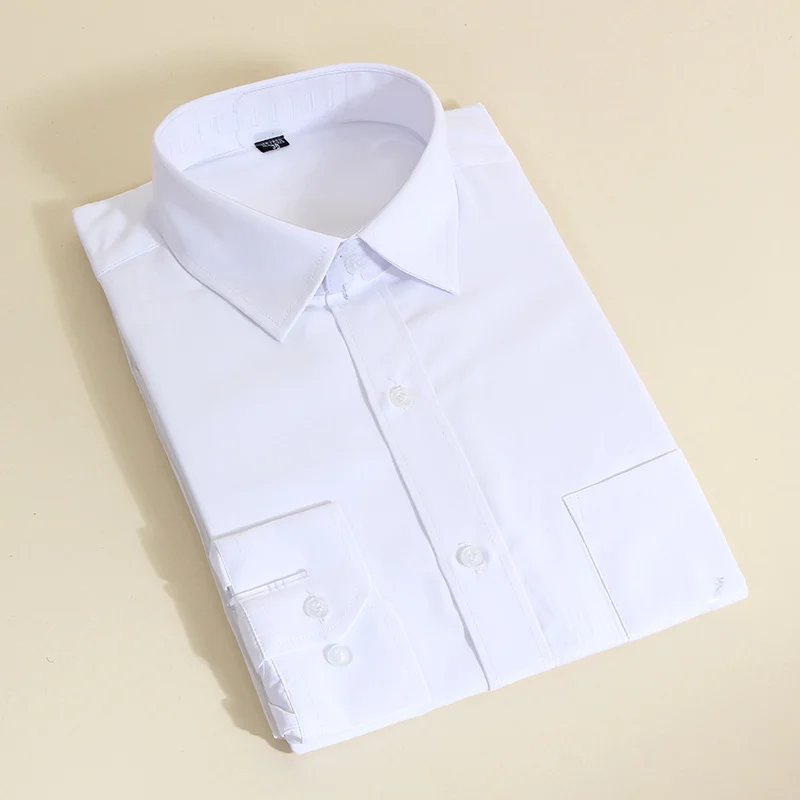 Direct-to-consumer business professional long-sleeve white shirt, ultra-fine high-density fabric, non-transparent, high cost-performance shirt for men