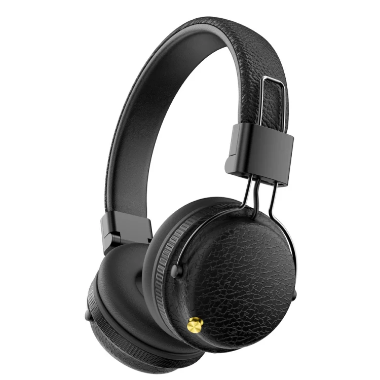 AKZ-606 หูฟังบลูทูธแบบสวมศีรษะไร้สายโมเดลเฉพาะ พับได้ รองรับการ์ด หนังลายพิมพ์ หัวโค้ง