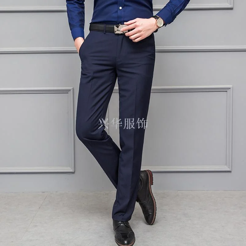 Quần tây nam dáng ôm mùa hè mỏng phong cách công sở lịch sự ống thẳng quần âu công sở dáng ôm chân không cần là ủi quần dài thường ngày
