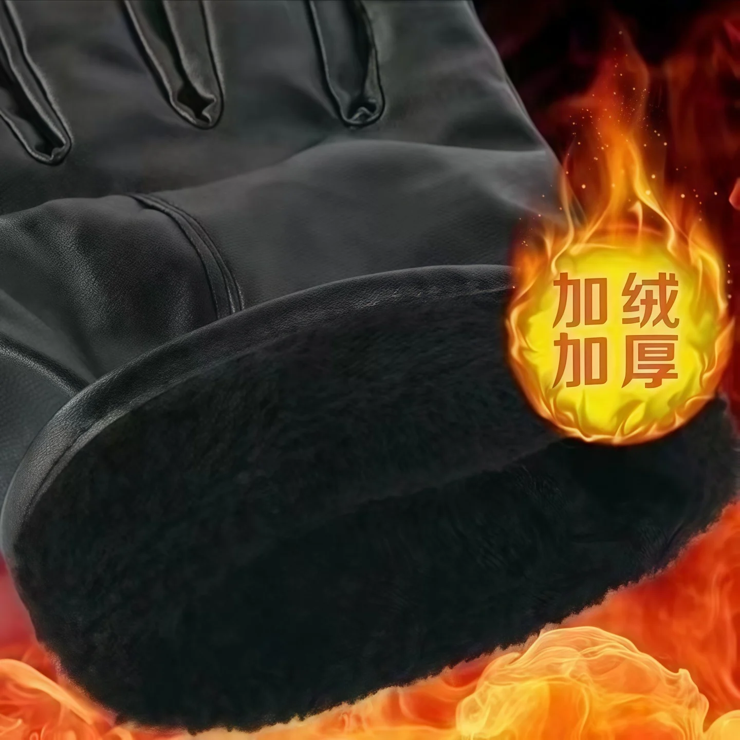 Gloves Men's Warm Fleece-Lined Thickened Gloves Autumn Winter Outdoor Cycling Motorcycle Bicycle Warm Gloves