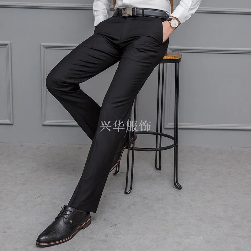 Quần tây nam dáng ôm mùa hè mỏng phong cách công sở lịch sự ống thẳng quần âu công sở dáng ôm chân không cần là ủi quần dài thường ngày