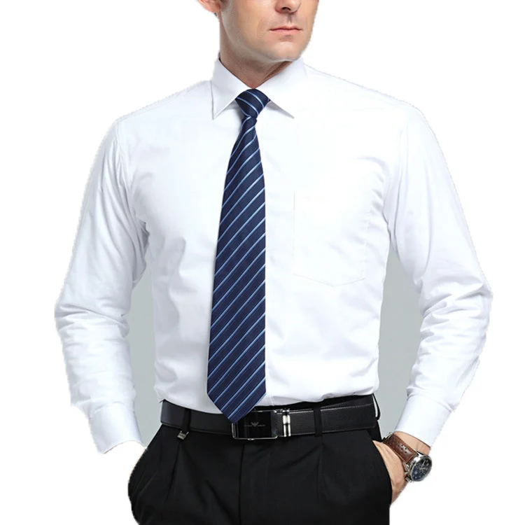 Direct-to-consumer business professional long-sleeve white shirt, ultra-fine high-density fabric, non-transparent, high cost-performance shirt for men