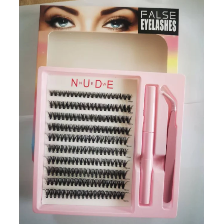 30D Large Capacity Double Eyelid Ten-Row Hot Melt Cluster Lash Glue Tweezers Set False Eyelashes Single Cluster Eyelashes