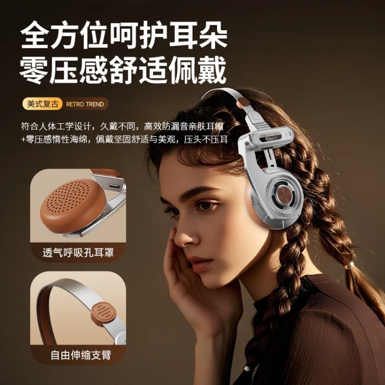 AKZ-F1 កាសស្តាប់ត្រចៀកឥតខ្សែប៊្លូធូសបែបអាមេរិកាំងបុរាណ រចនាដោយលោហៈសម្រាប់ក្រៅផ្ទះ KOSS គុណភាពខ្ពស់ អាចបត់បាន