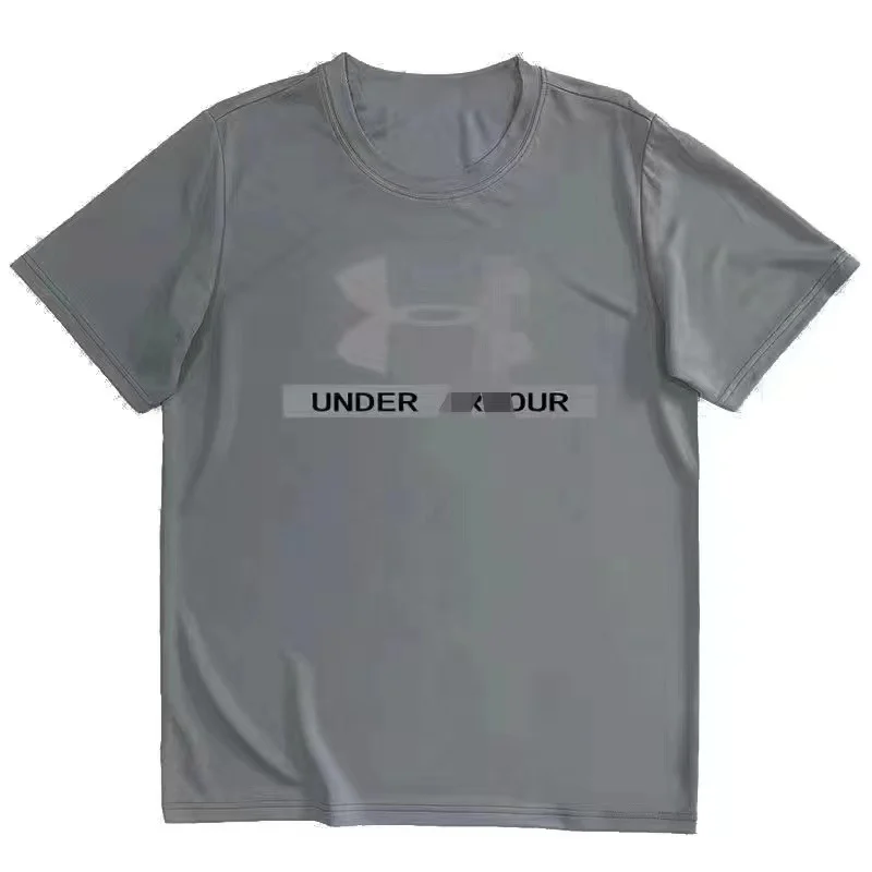 เสื้อออกกำลังกายผู้ชายฤดูร้อน แขนสั้นคอกลม ผ้าแห้งเร็ว สำหรับกลางแจ้ง บาสเก็ตบอล ลำลอง วิ่ง ฟิตเนส สีขาว