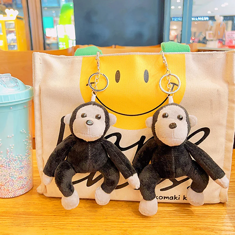 ตุ๊กตาลิงกอริลลานุ่มน่ารักห้อยกระเป๋าพวงกุญแจของเล่นการ์ตูนตุ๊กตาคู่รักพวงกุญแจห้อยกระเป๋า