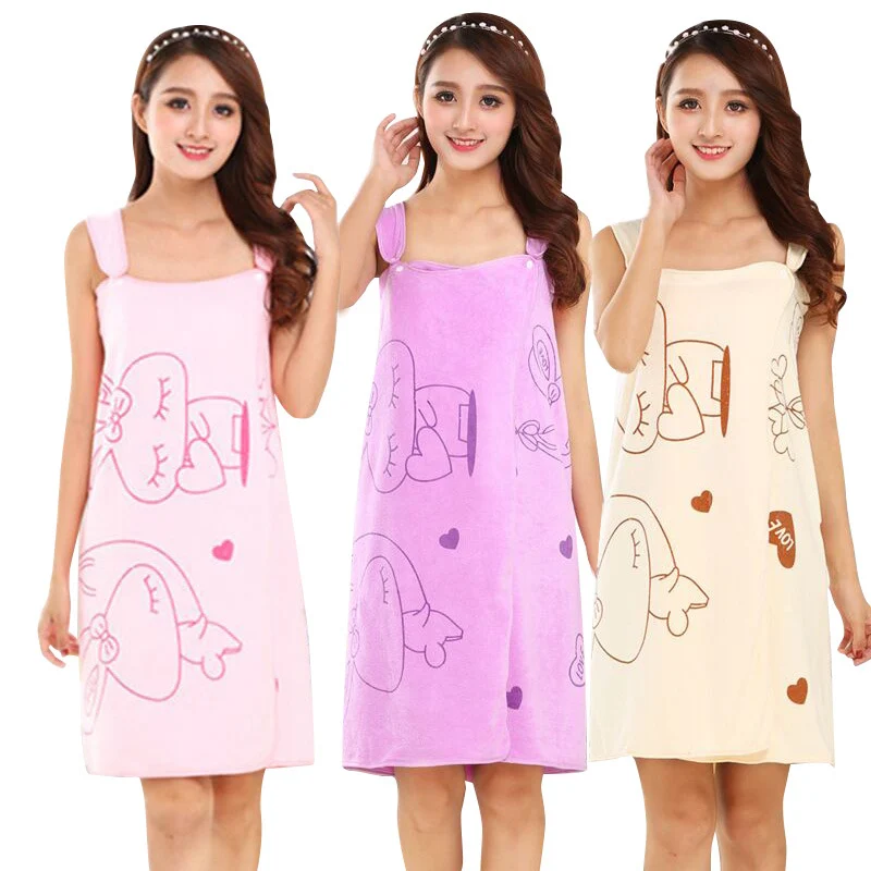 Versatile Wearable Bath Towel Beauty Salon Microfiber Cartoon Print Women's Camisole Bath Skirt Beach Towel
