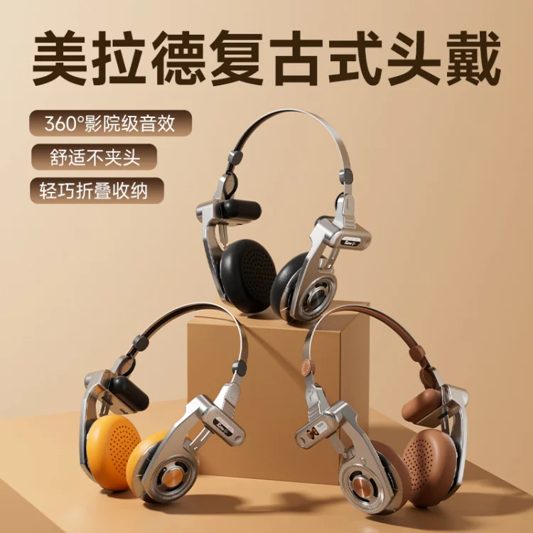 AKZ-F1 កាសស្តាប់ត្រចៀកឥតខ្សែប៊្លូធូសបែបអាមេរិកាំងបុរាណ រចនាដោយលោហៈសម្រាប់ក្រៅផ្ទះ KOSS គុណភាពខ្ពស់ អាចបត់បាន