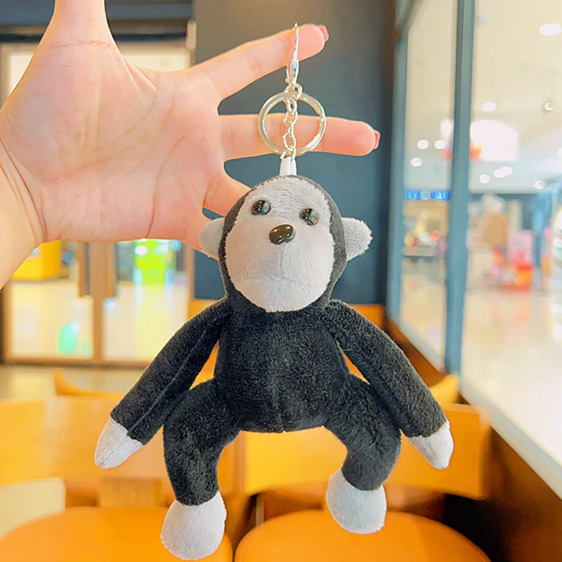 ตุ๊กตาลิงกอริลลานุ่มน่ารักห้อยกระเป๋าพวงกุญแจของเล่นการ์ตูนตุ๊กตาคู่รักพวงกุญแจห้อยกระเป๋า