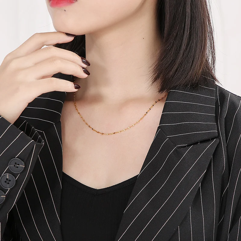 สร้อยคอแบบบางสแตนเลสสตีลลายริมฝีปาก ดีไซน์ทันสมัย ใส่ได้หลากสไตล์ สำหรับผู้หญิง DIY สร้อยคอคอไห่ สร้อยคอสเวตเตอร์