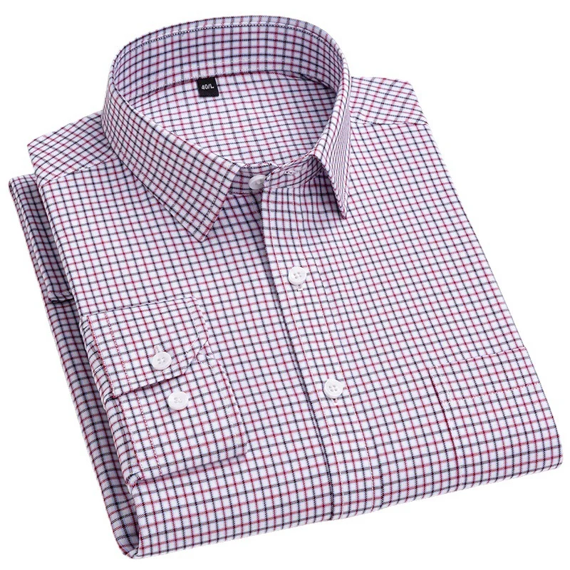 Men's Spring and Autumn Long-Sleeve Shirt, Pure Cotton Casual Shirt, 100% Cotton Plaid Shirt, Striped Shirt, One Piece