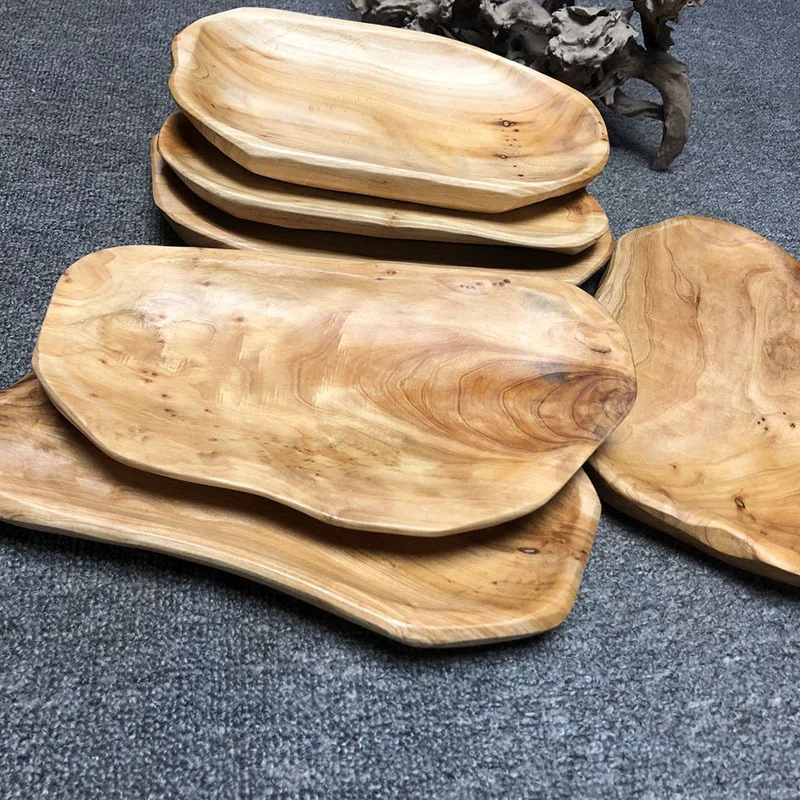 Dulang kayu kreatif kayu pepejal, pinggan buah kering rumah, pinggan kecil teh kering gaya Cina baharu, pinggan makan, pinggan snek meja kopi ruang tamu