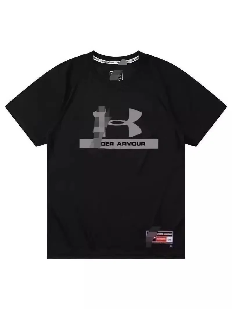 เสื้อออกกำลังกายผู้ชายฤดูร้อน แขนสั้นคอกลม ผ้าแห้งเร็ว สำหรับกลางแจ้ง บาสเก็ตบอล ลำลอง วิ่ง ฟิตเนส สีขาว