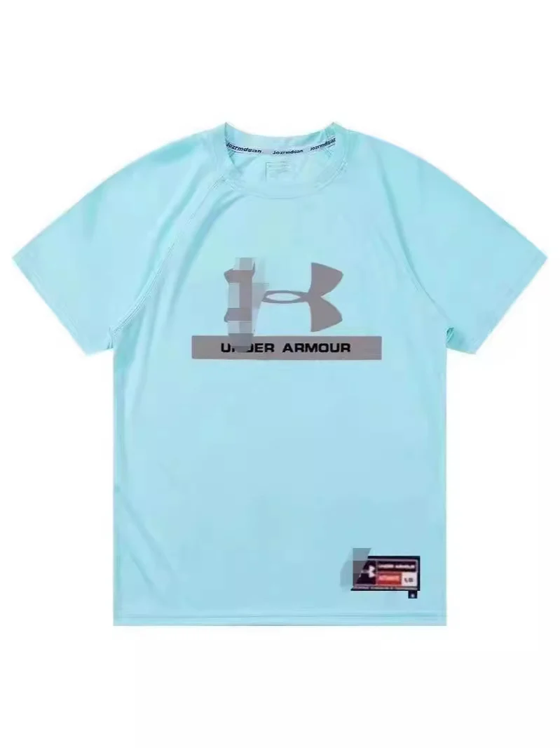 เสื้อออกกำลังกายผู้ชายฤดูร้อน แขนสั้นคอกลม ผ้าแห้งเร็ว สำหรับกลางแจ้ง บาสเก็ตบอล ลำลอง วิ่ง ฟิตเนส สีขาว