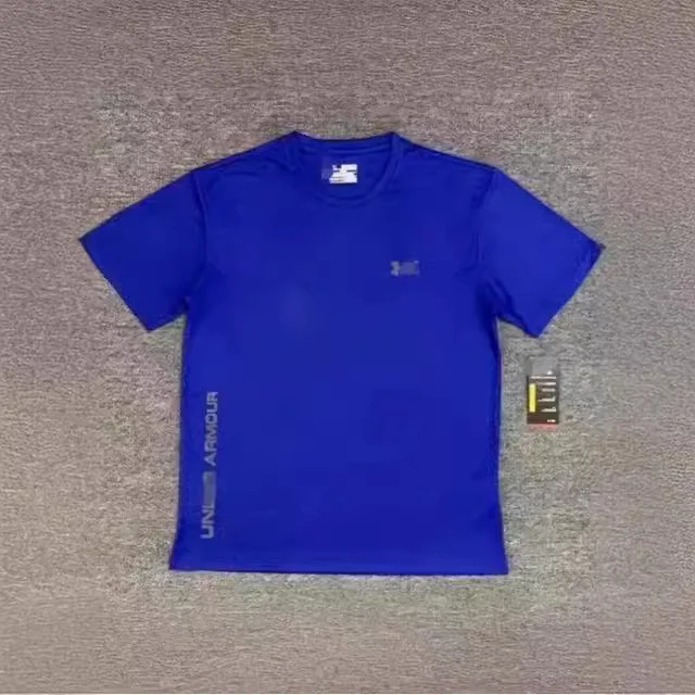 เสื้อยืดแขนสั้นออกกำลังกายแห้งเร็วสไตล์ยุโรปอเมริกาสำหรับผู้ชาย ฤดูร้อน ทรงหลวม ฟิตเนส ยืดหยุ่น คอกลม ไซซ์ใหญ่ เสื้อลำลอง