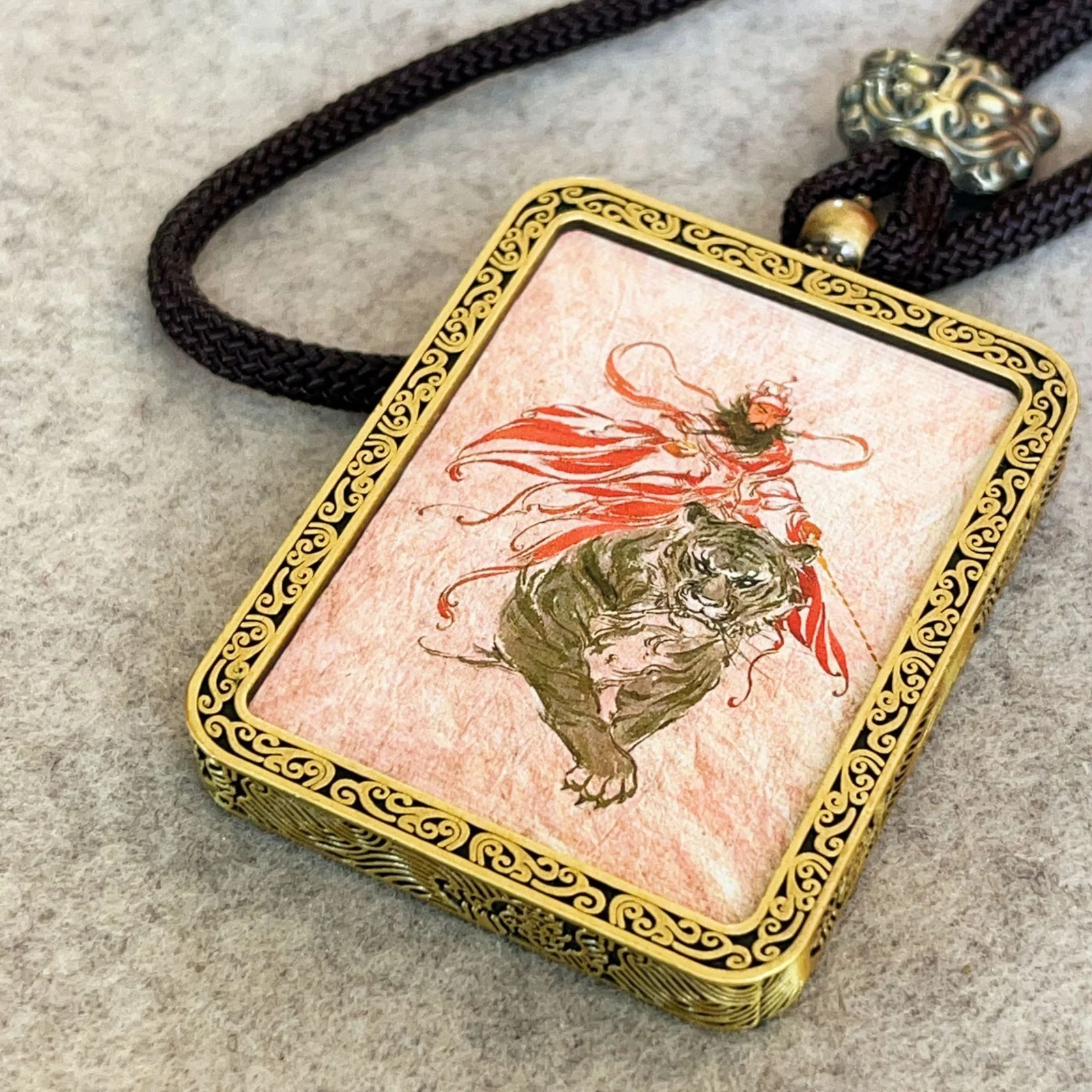 Ink wash painting style thangka pendant, twelve zodiac signs and eight guardian deities, scenic area Buddhist-style souvenir